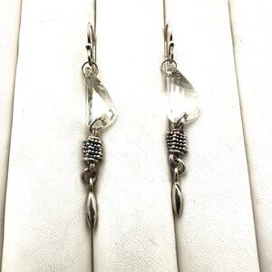 Michael Dawkins Women's Earrings Sterling Silver Clear Gemstone 2" Pierced